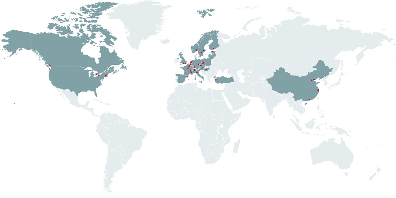 World Map of Zehnder Group International Infographic of Zehnder Group Worldmap shown all local sales companies and representative offices in over seventy countries